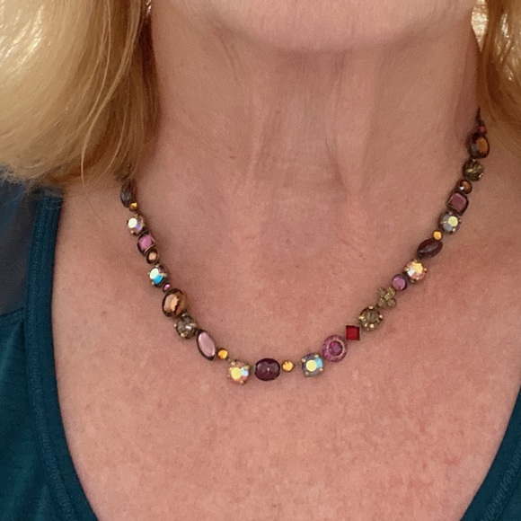 VTG Sorrelli Purple, Orange & Aurora Borealis Crystal Classic Line Necklace - Picture 14 of 16